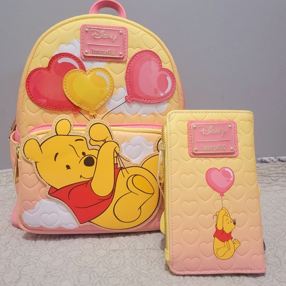 Loungefly Disney Winnie the Pooh balloon hearts backpack & wallet - Picture 2 of 6